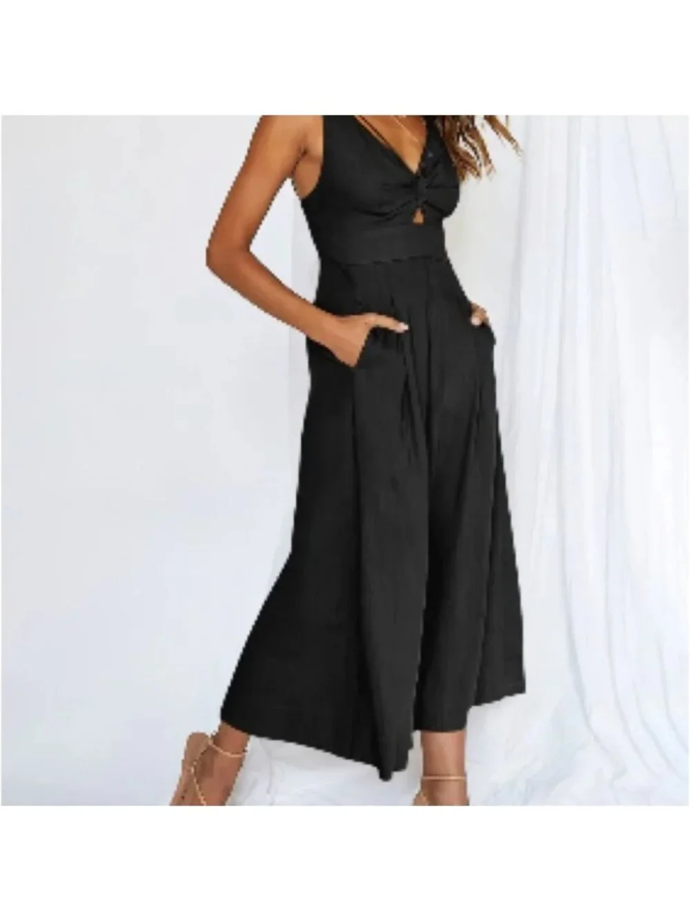 Elegant Black Cropped Jumpsuit for Women